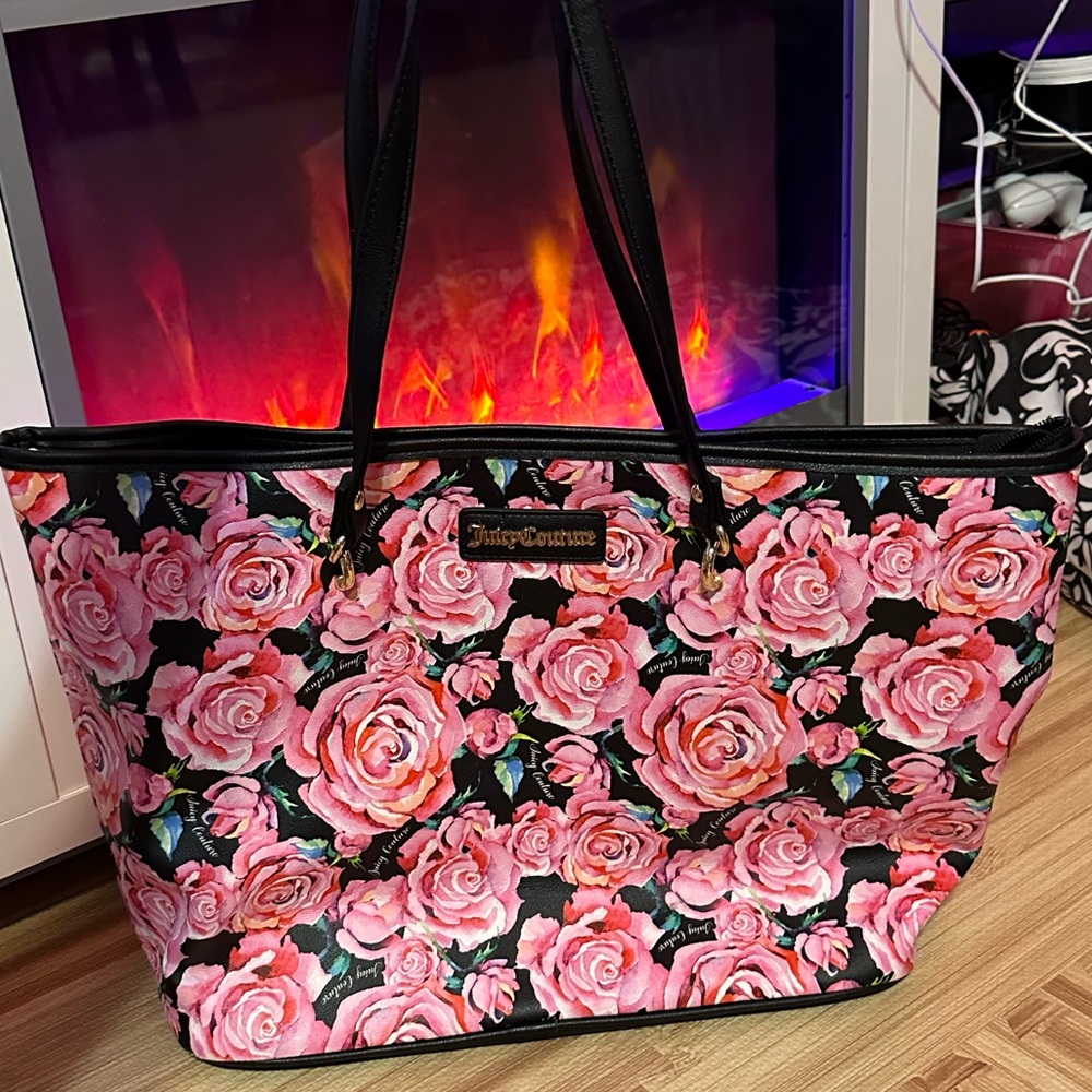 ❌❌ SOLD!! NEW giant Juicy Couture tote rose flower patent print weekender tote